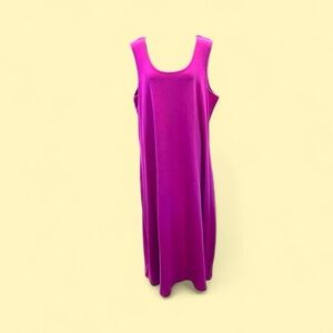 Fuchsia Pink Cotton Stretch Sleeveless Maxi Dress 2XP